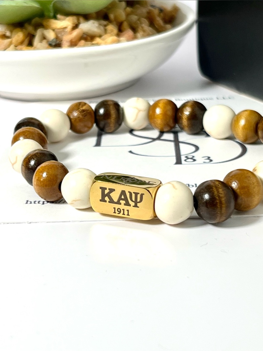 Kappa Alpha Psi Turquoise and Wood Bracelet